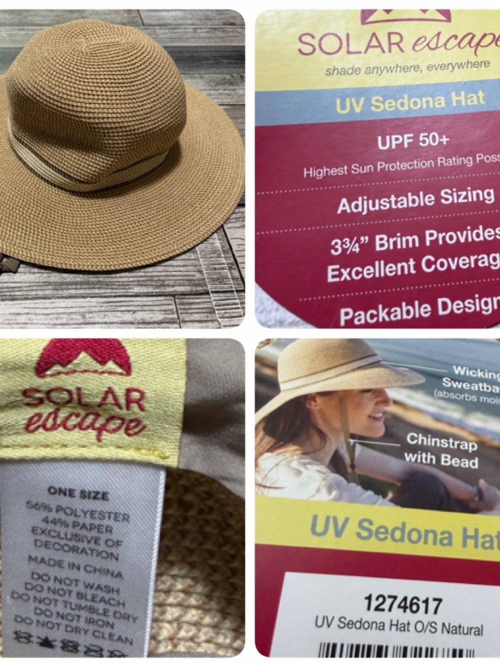 Solar Escape UV Sedona Sun Hat Women’s One Size Upf 50+